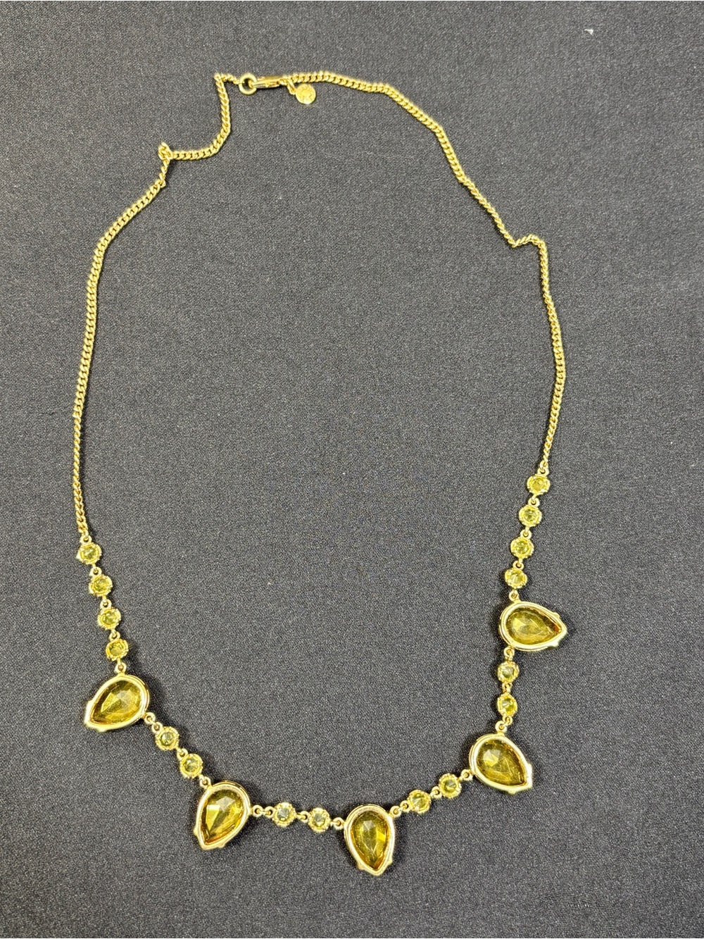 J. Crew Necklace Yellow Faux Faceted Acrylic/Plastic Goldtone 26" - Picture 4 of 11